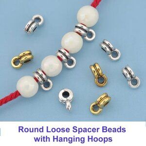 Round Loose Spacer Beads with Hanging Hoops - 20 pieces (10 gold and 10 silver.)
